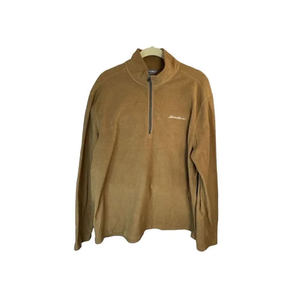 Eddie Bauer men’s brown quarter zip pullover lightweight top size large ￼